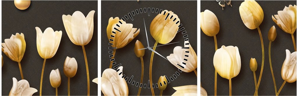 Obraz - Tulipány - abstraktné (s hodinami) (90x30 cm)