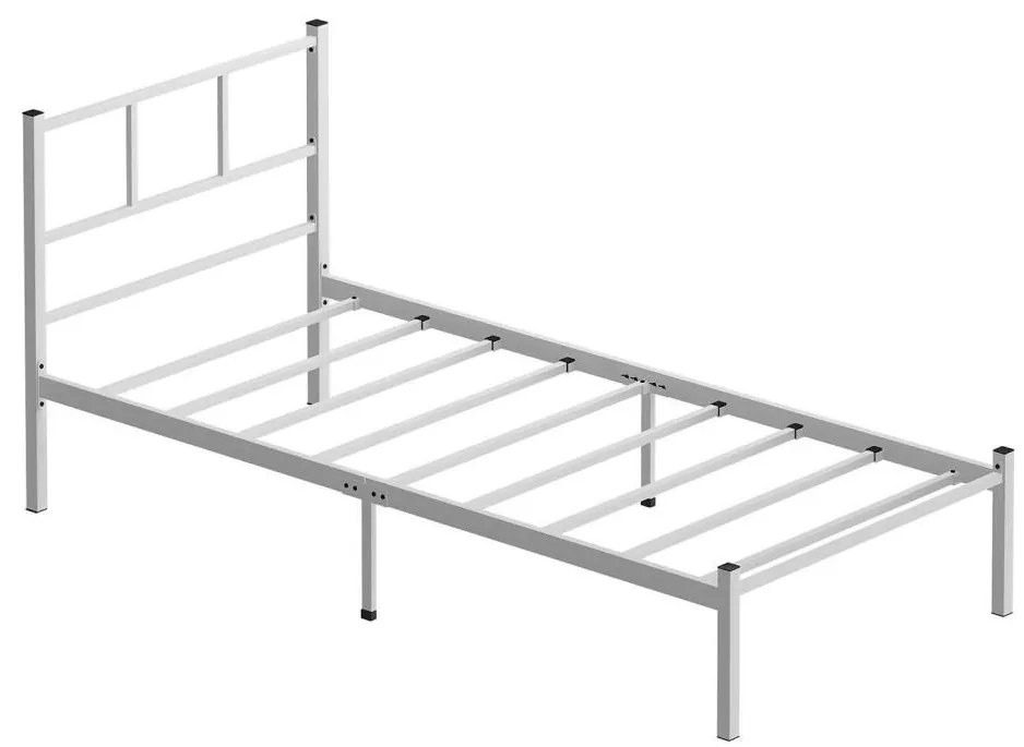 Kovová jednolôžková posteľ ROVAN 90x200 cm biela nosnosť 120 kg