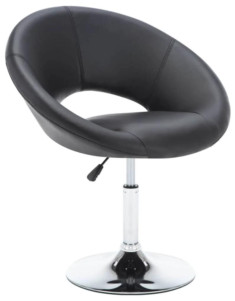 vidaXL Otočná jedálenská stolička, čierna, umelá koža