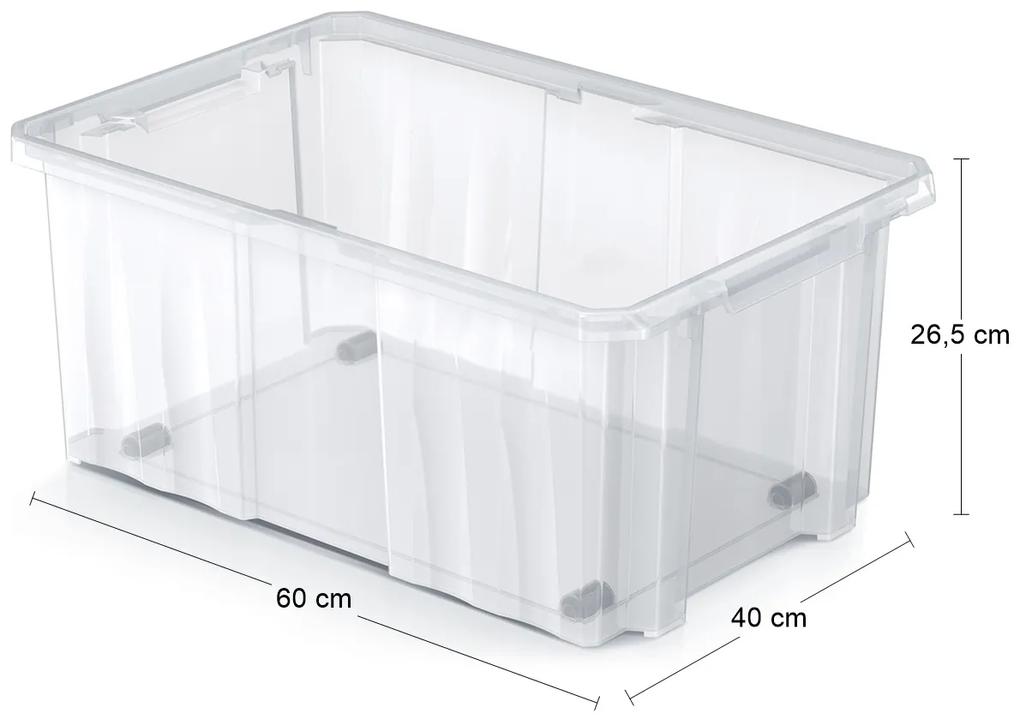 Plastový úložný box na kolieskach NCC24 45 l - priehľadná