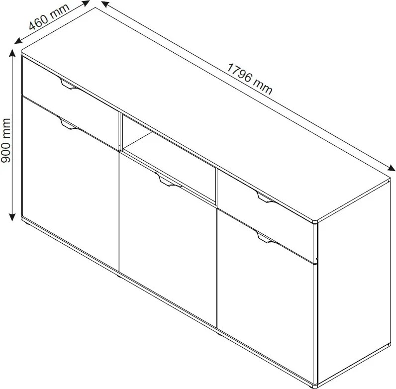 Široká komoda Avola, 180 cm, béžová kašmír/dub cremona