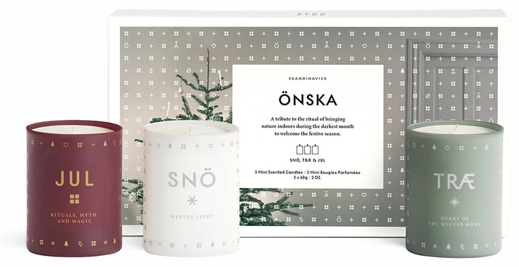 SKANDINAVISK Darčeková sada mini sviečok ÖNSKA (prianie) 3 x 60 g