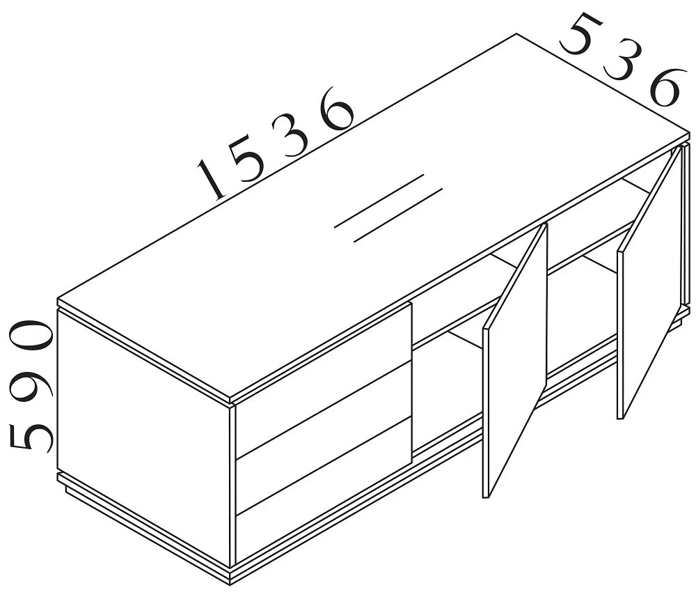 Kontajner Creator 153,6 x 53,6 cm, 3-modulový, antracit / biela
