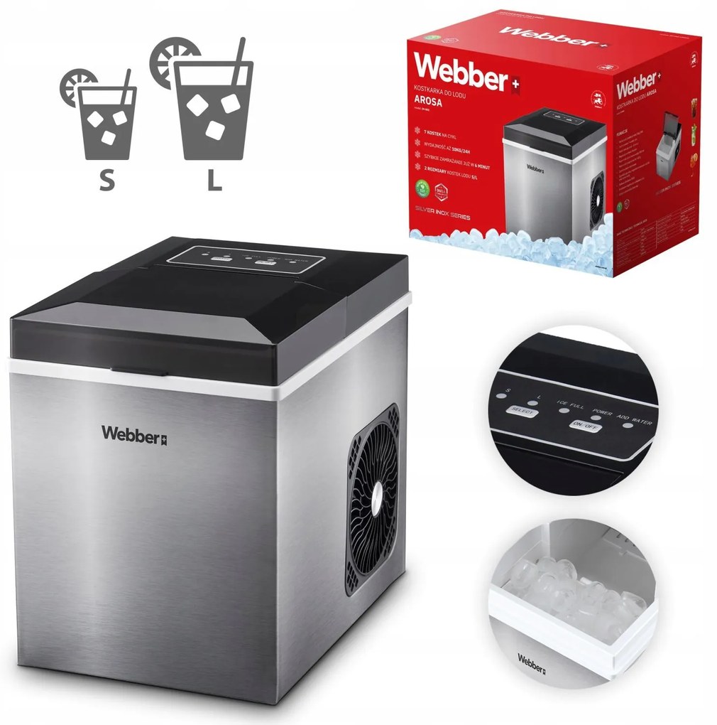 WEBBER Domáci výrobník kociek ľadu - 10 kg 165W WEBBER