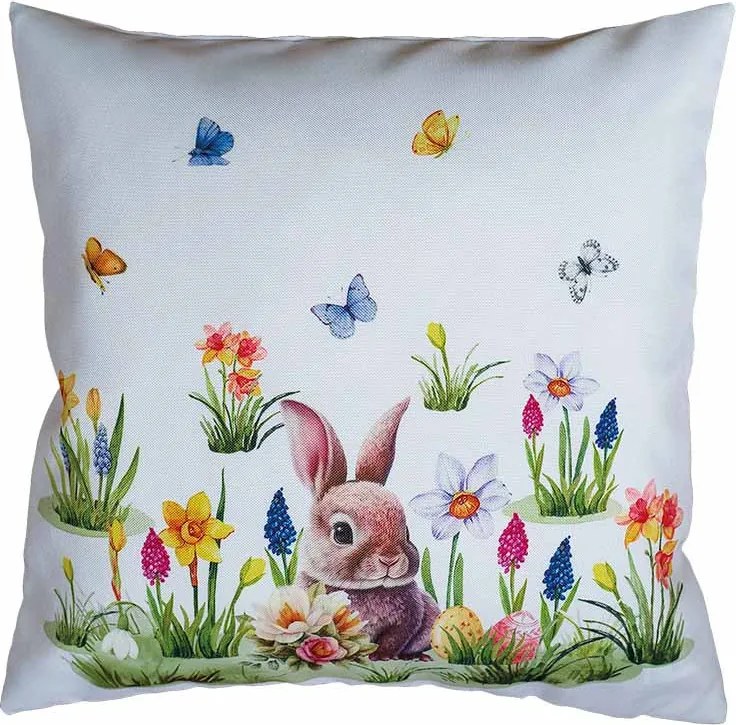 Vankúšová obliečka Zajko na lúke 40 × 40 cm