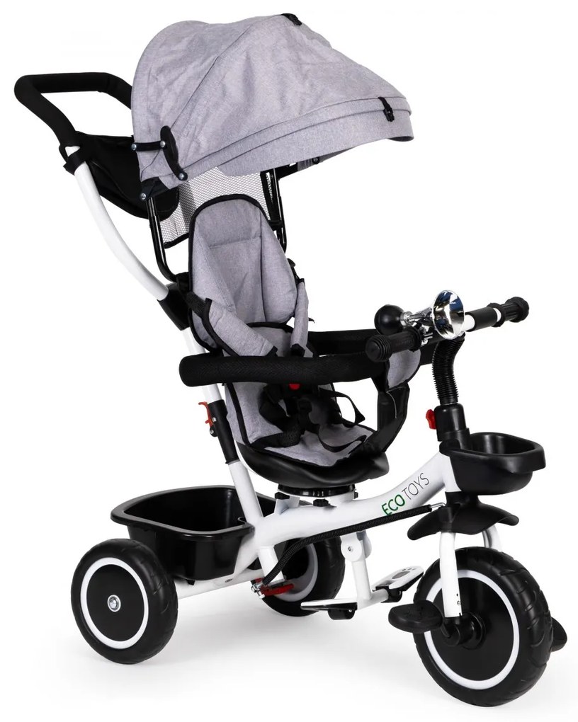Dětská tříkolka - kočárek EcoToys V šedá