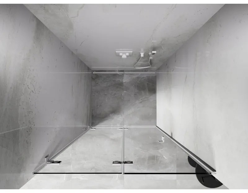 Mexen, Mexen Lunar-F skladacie ľavé sprchové dvere 70 cm, transparentné, biele - 836-070-000-20-00-L