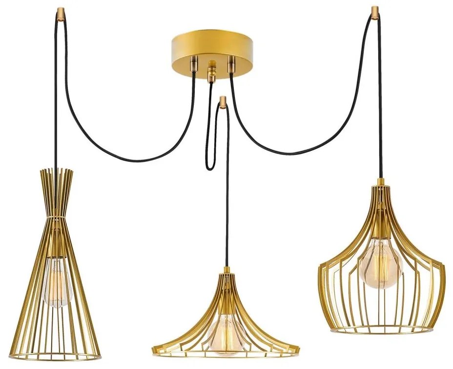 Luster na lanku MEZOPOTAMYA 3xE27/40W/230V pavúk zlatá