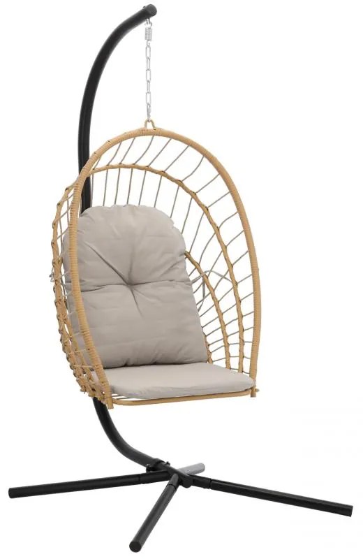 GARDEN LINE Skladacie závesné kreslo Eris Brown so sivým vankúšom FAT0923