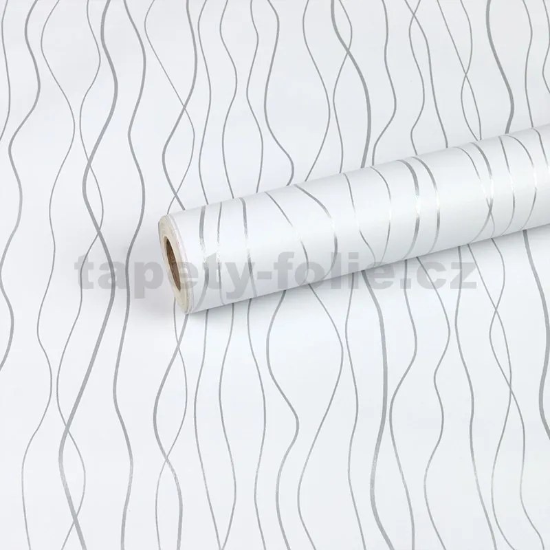 Samolepiace tapety 45 cm x 10 m IMPOL TRADE 9032 strieborné vlnovky Samolepiace tapety