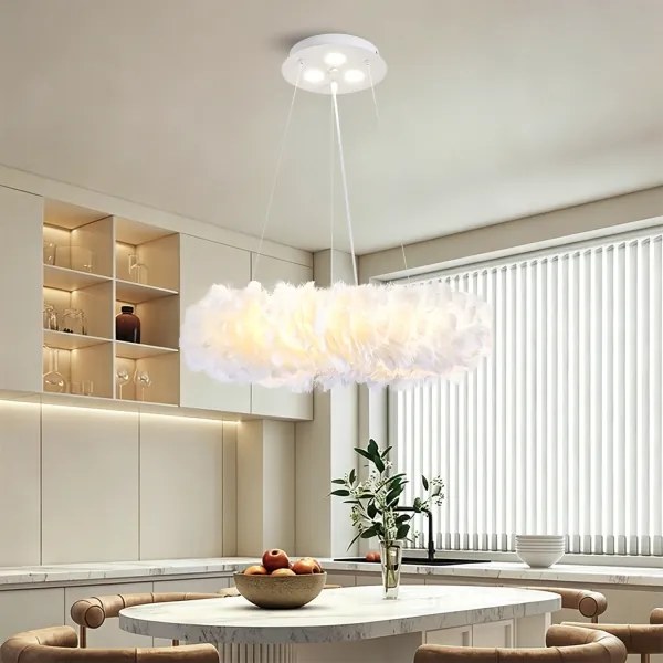 BRILAGI - LED luster na lanku FEATHER 3xE27/40W/230V + 3xLED/3W pr. 50 cm biela