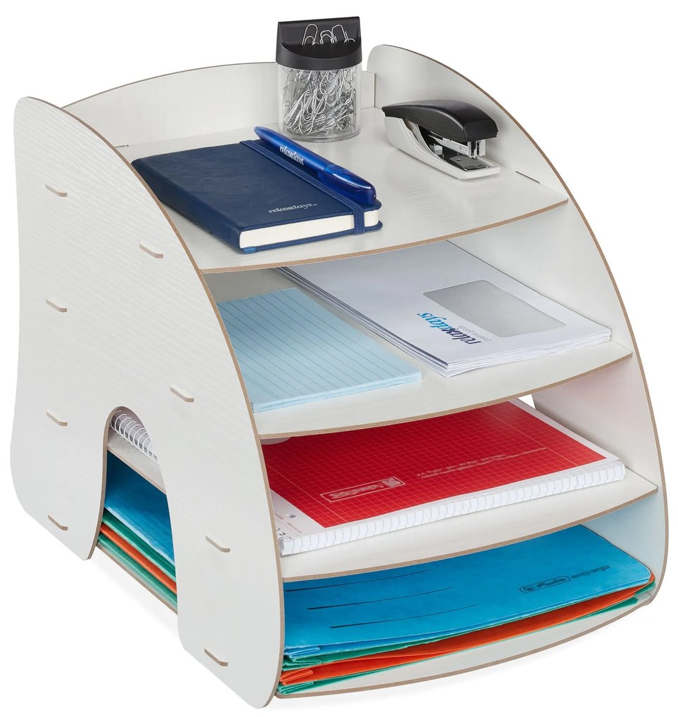 Zásobník na dokumenty so 4 priehradkami RD42747, biela