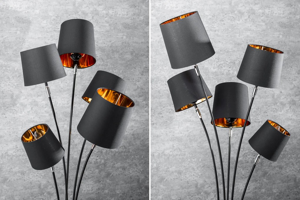 Stojacia lampa Levels 178cm čierne zlato