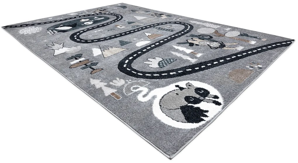 Koberec FUN Route pre deti, sivý