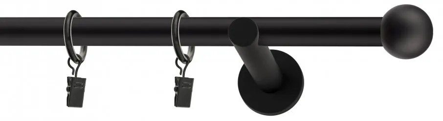 Dekorstudio Garniža jednoradová GUĽA čierna matná 19mm Dĺžka: 360cm, Typ uchytenia: Držiak modern, Typ príslušenstva: Krúžky tiché so štipcami