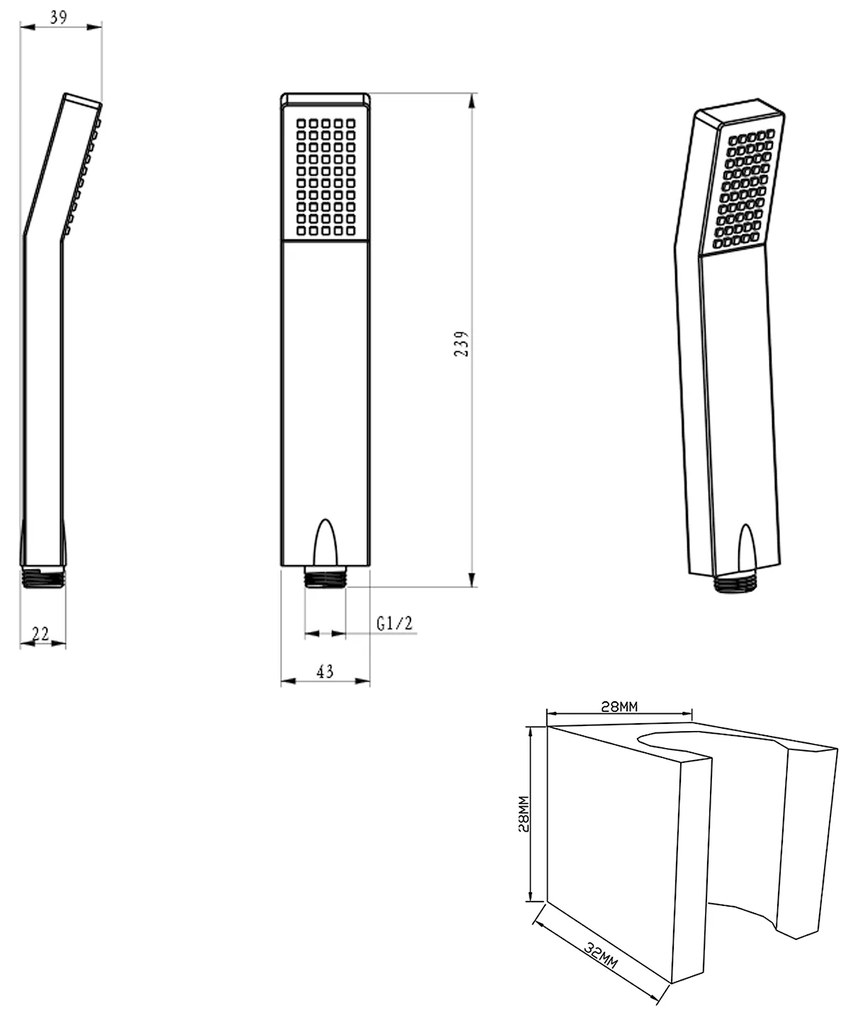 Sapho Sapho, ABRA sprchová súprava, pevný držiak, chróm, SET1101