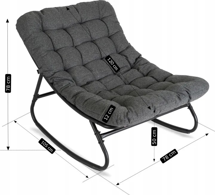 Hojdacie záhradné kreslo na terasu alebo do obývačky, sivé AURORA