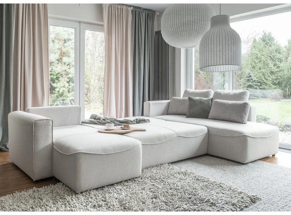 Krémovobiela rozkladacia rohová pohovka (do "U") Homely Tommy – Miuform