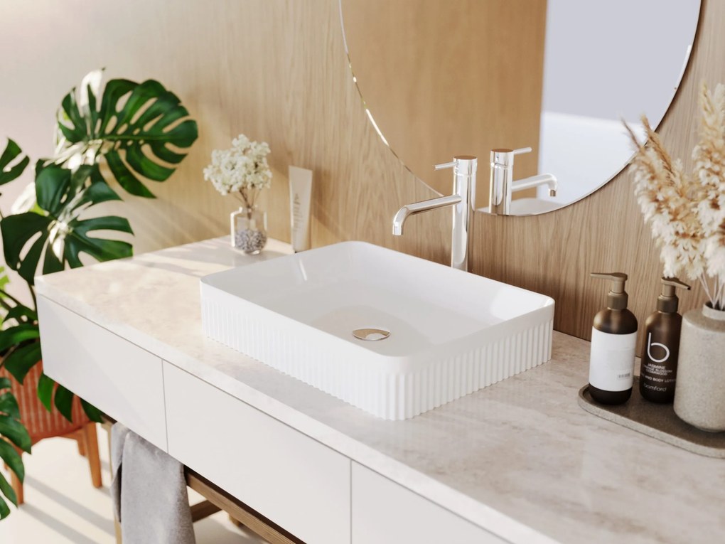 Gamma Frezja, obdĺžnikové umývadlo na dosku 515x380x100 mm, biela lesklá, GMA-UC-FREZJAP