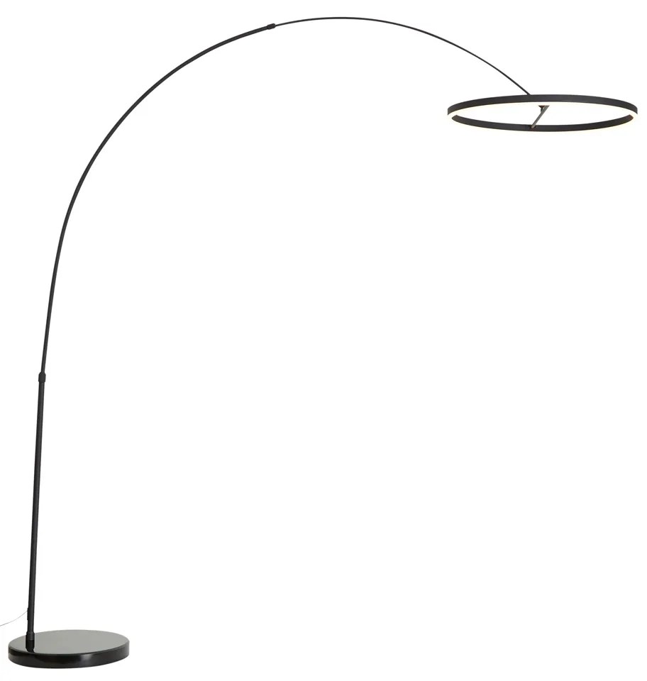 Dizajnová oblúková stojaca lampa čierna vrátane LED s 3-stupňovým stmievaním - Anello