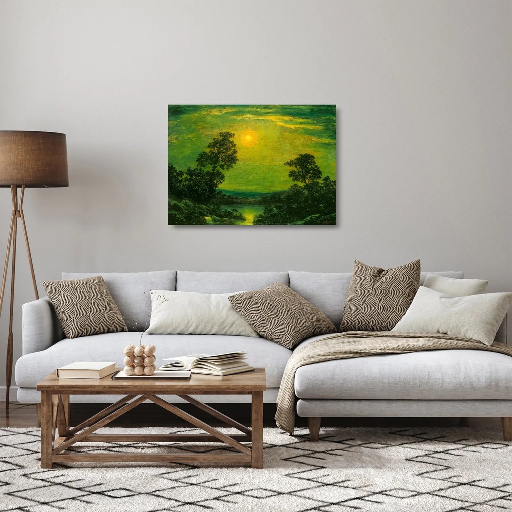 Sklenený obraz - Imitator of Ralph Albert Blakelock, Moonlight, reprodukcia (70x50 cm)