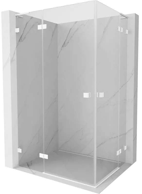 Mexen Lunar, L Duo výklopný sprchový kút 75 x 70 cm, 8mm číre sklo, biely profil, 834L-075L-070P-20-00