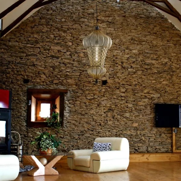 SIRU - Luster na reťazi BABÀ 1xE27/60W/230V pr. 30 cm béžová/hnedá benátske sklo