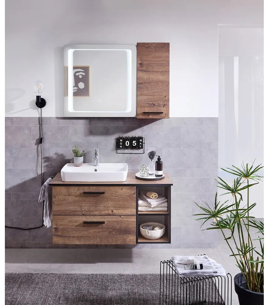 Hnedá nízka kúpeľňová skrinka v dekore duba 30x51 cm Set 374 - Pelipal