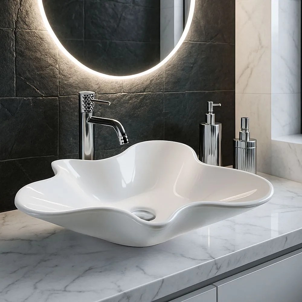 Rea Izolda, umývadlo na dosku 530x460x120 mm, biela lesklá, REA-U6365