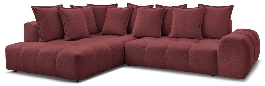 Vínovočervená ženilková rozkladacia/s úložným priestorom rohová pohovka (ľavý roh/do L) Everest – Bobochic Paris