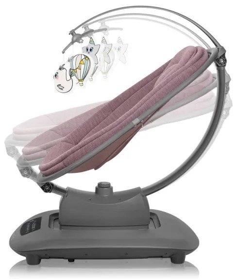Lionelo - Detská hojdačka s melódiou BLOSSOM Pink Mauve + diaľkové ovládanie