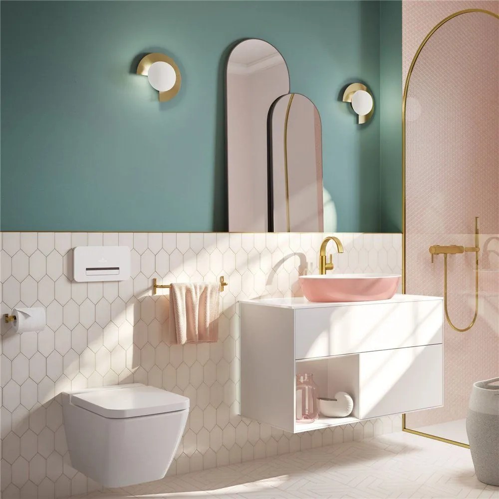 VILLEROY &amp; BOCH Finion závesné WC s hlbokým splachovaním bez vnútorného okraja, 375 x 560 mm, biela alpská, s povrchom CeramicPlus, 4664R0R1