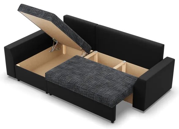 Rohová rozkladacia sedačka LUGO popolová / čierna