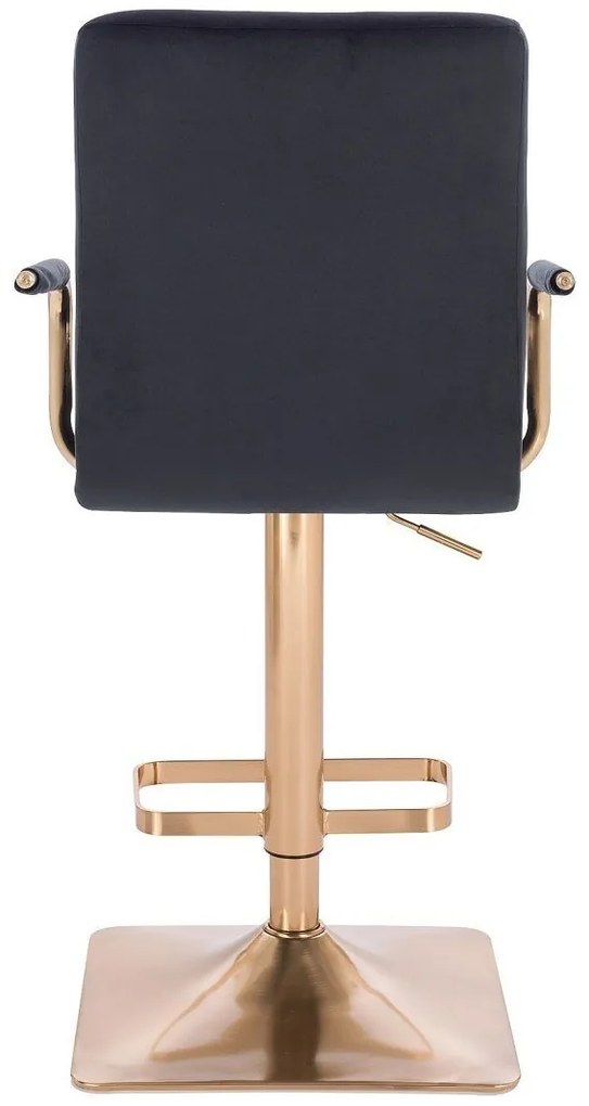 LuxuryForm DESIGN Barová stolička VERONA GOLD VELUR na zlatej hranatej podstave - čierna
