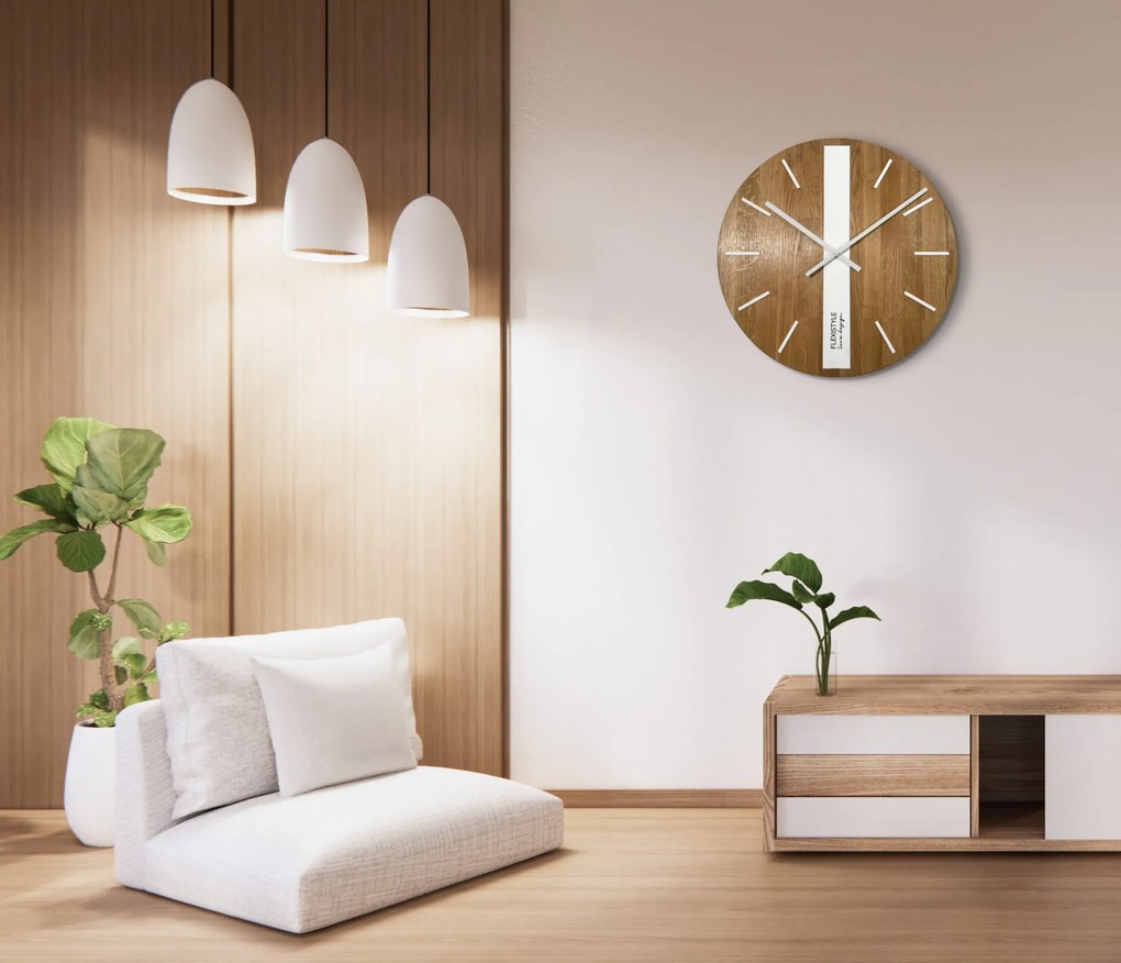 Dekorstudio Drevené hodiny DUB klasik 50cm - biele