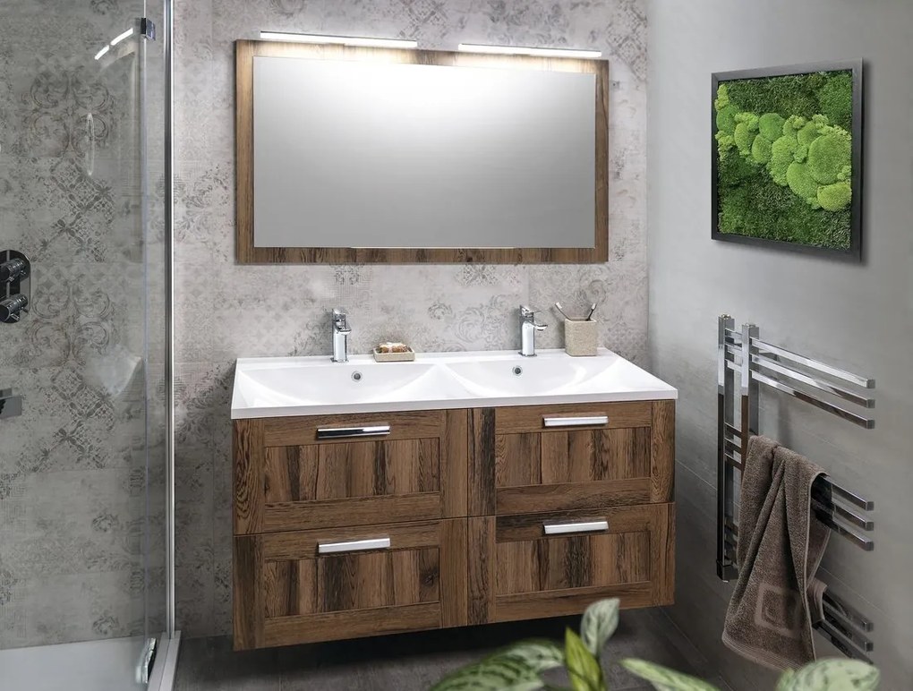 Sapho Sapho, AMIA dvojumývadlová skrinka 119x60x45cm, dub Texas, AM120-2020