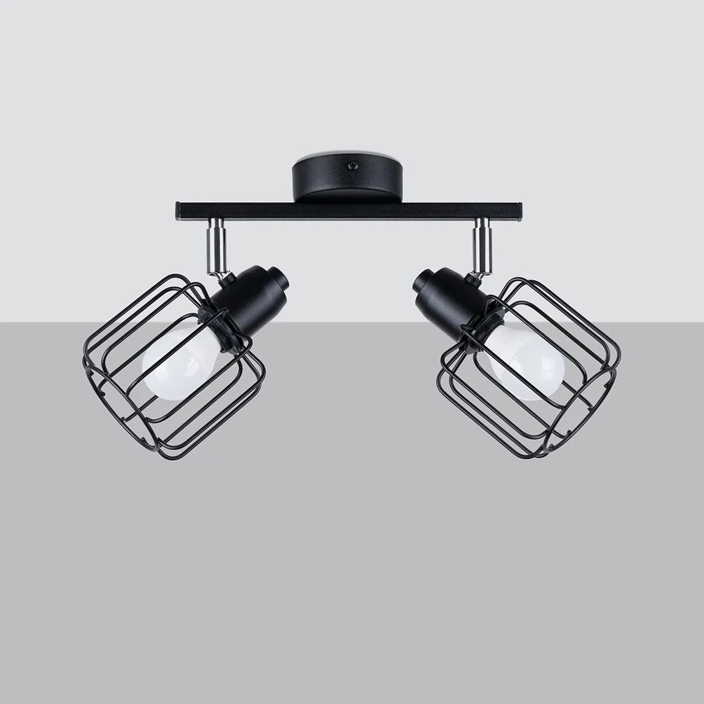Bodové svietidlo Beluci, 2x čierne drôtené tienidlo, (možnosť polohovania)