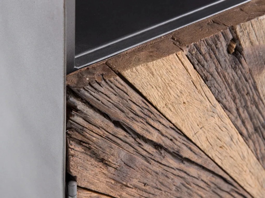 furniture-nabytek.cz - Masívna komoda Highboard Derby z recyklovaného dreva a kovu, lakovaná, šedá – 90×45×145 cm