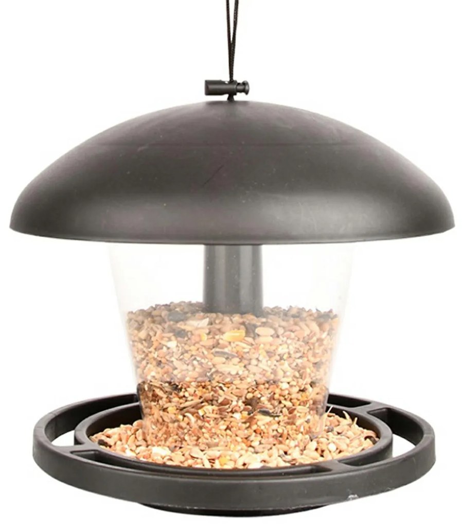 Závesné kŕmidlo pre vtáky Mushroom, 17,5x19,5 cm, plast, čierna