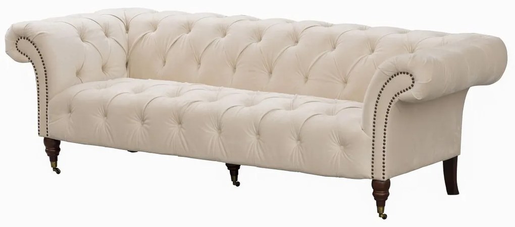 Pohovka Chesterfield Glamour Velvet Cream pre 3 osoby.