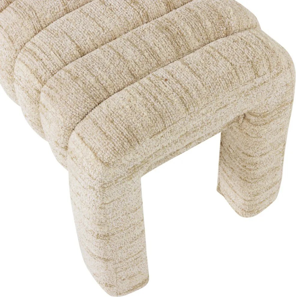 Béžová polstrovaná lavica z textílie buklé Frex – WOOOD