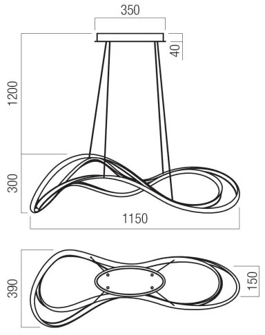 Redo 01-3598 - LED stmievateľný luster na lanku TEMPEST LED/58W/230V zlatý