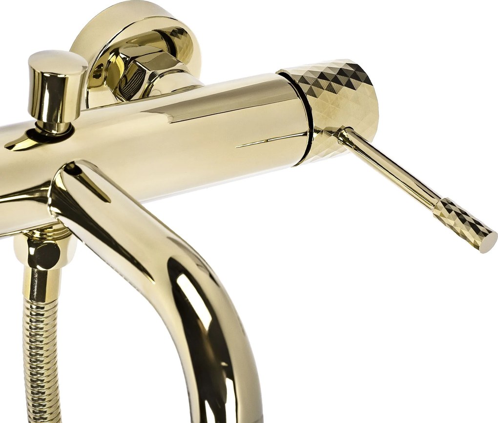 Rea Lungo Diamond, vaňová batéria s ručnou sprchovou súpravou, zlatá lesklá, REA-B6448