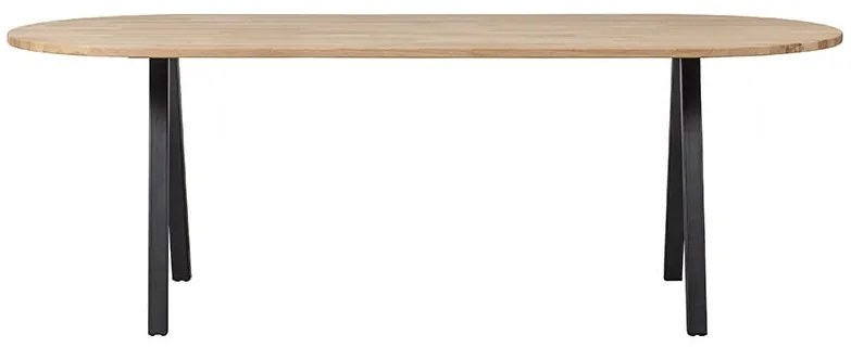Oválny jedálenský stôl tablo 220 x 90 cm nohy do tvaru v dubový MUZZA