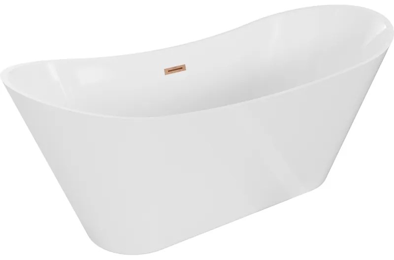 Mexen Celia, voľne stojaca vaňa 170 x 75 cm, biela, medený prepad, 52331707500-65