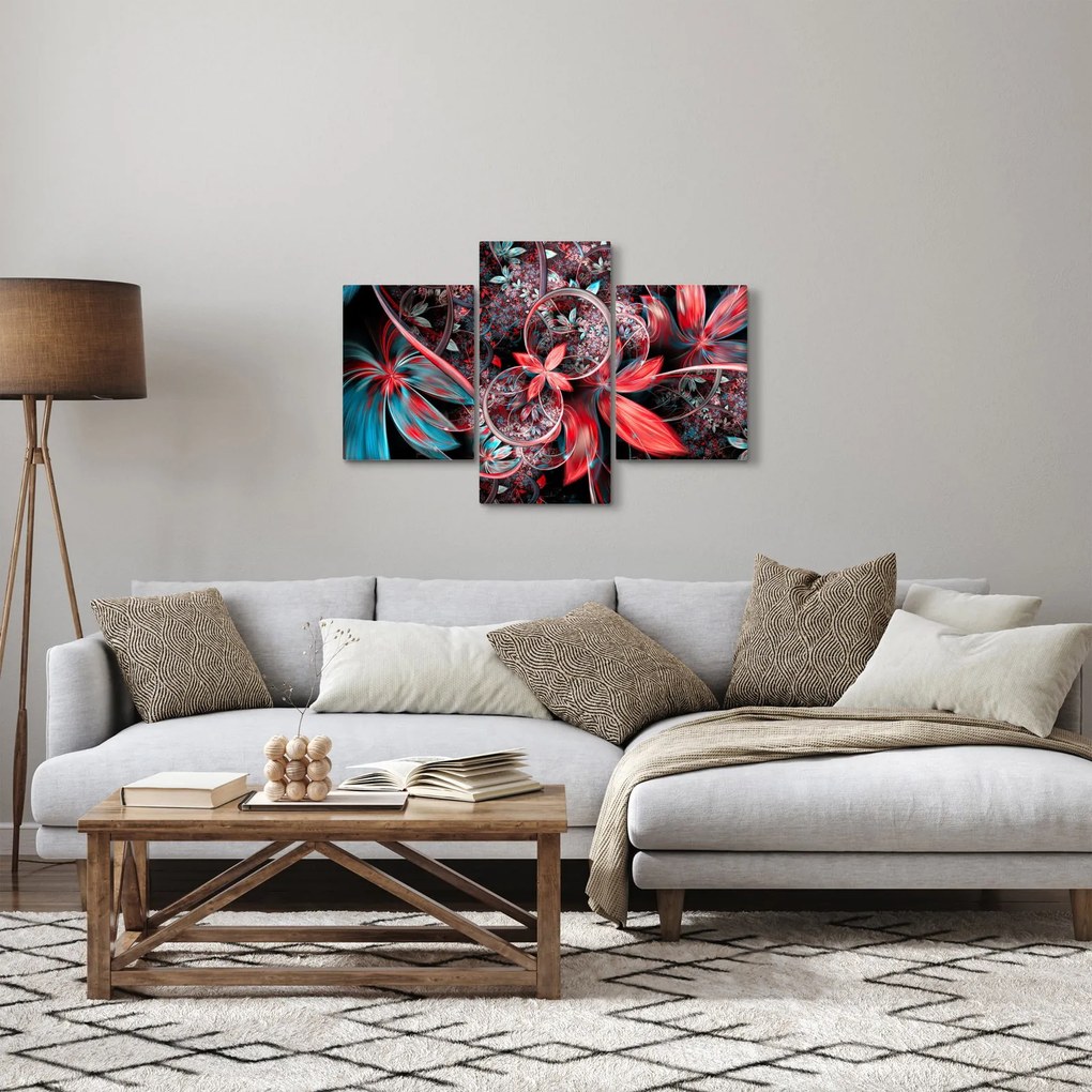 Abstraktný obraz exotických kvetov (90x60 cm)