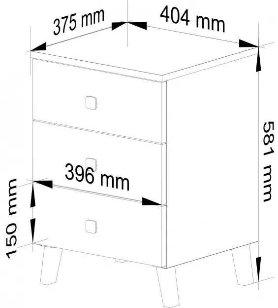 Nočný stolík MOBI K-03 biely / čierny