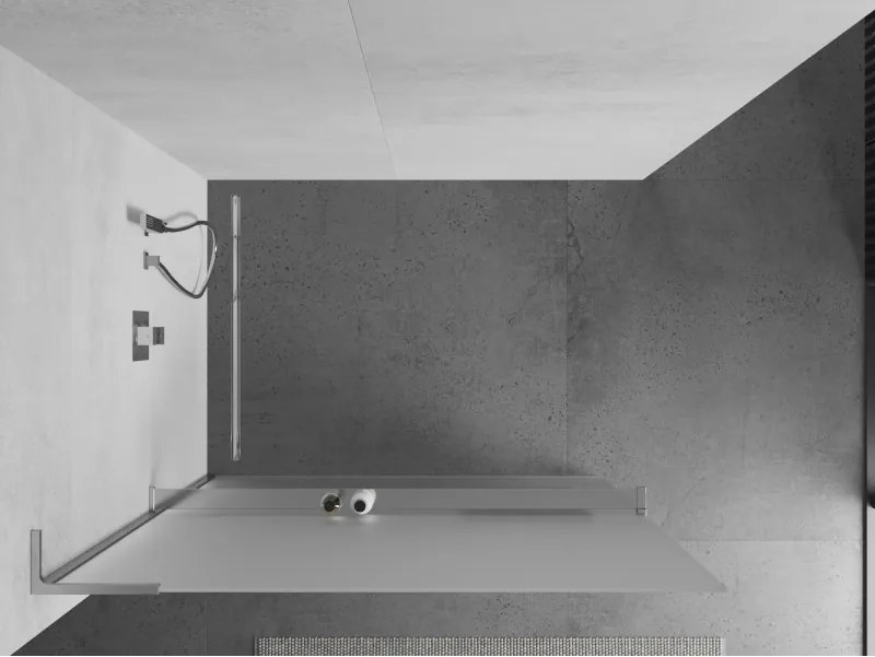Mexen Kioto+ L, sprchová zástena Walk-In s poličkou a vešiakom 70 x 200 cm, 8mm sklo námraza, chrómový profil, 800-070-123-01-30
