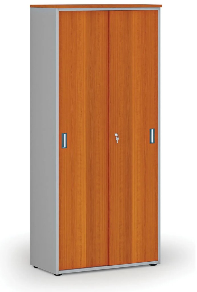 Skriňa so zasúvacími dverami PRIMO GRAY, 800 x 420 x 1781 mm, sivá/čerešňa