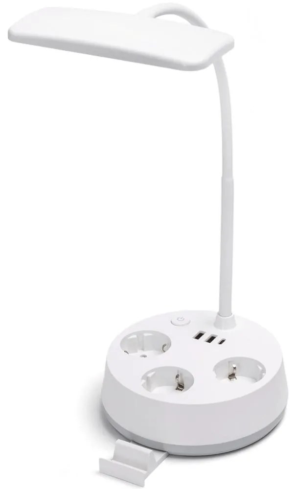 Aigostar - LED Stmievateľná stolná lampa so zásuvkami a USB LED/4,6W/230V biela